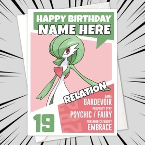 GARDEVOIR Birthday POKEMON Card • personalized pokémon anime #282 - Picture 1 of 3