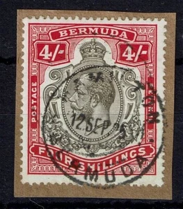BERMUDA SG52b 1920 4/= NEGRO Y CARMÍN USADO EN PIEZA (d) - Imagen 1 de 1
