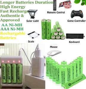 AA AAA Rechargeable Solar Light Batteries 600mAh 400mAh 300mAh NiMH 1.2v UK - Picture 1 of 15