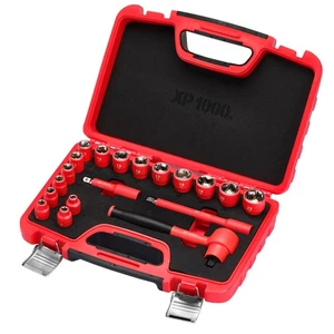 Draper XP1000 VDE Metric Socket Set 3/8"D 19 pc Extension Bars & Ratchet 16306 - Picture 1 of 5