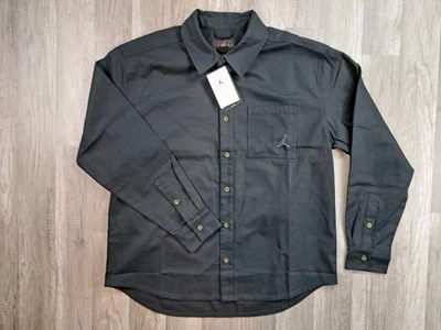 Air Jordan Essentials Button Down Shirt Black Long Sleeve Men's Size Large NEW - Image 1 of 4
