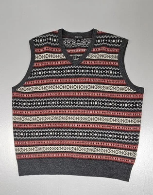 Винтажный Harold Powell Fair Isle свитер жилет мужской большой 100% ягнят шерсти Cabincore - Изображение 1 из 4