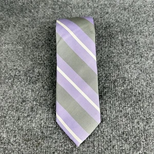 Cravatta uomo Pinguino 100% seta viola righe bianche e argento 58" x 2,5" - Foto 1 di 7