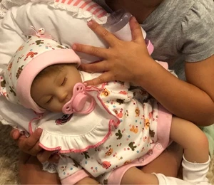 16" Realistic Reborn Baby Dolls Vinyl Silicone Girl Doll Newborn Handmade Gift - Picture 1 of 8
