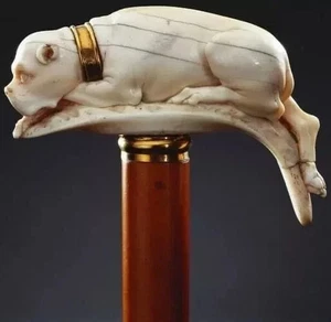 wooden walking stick hand carved Dog wooden walking cane - Picture 1 of 2