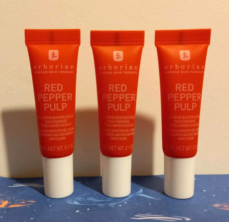 3X ERBORIAN RED PEPPER PULP RADIANCE BOOSTER GEL CREAM 3X 5ML ( 15ML TOTAL )