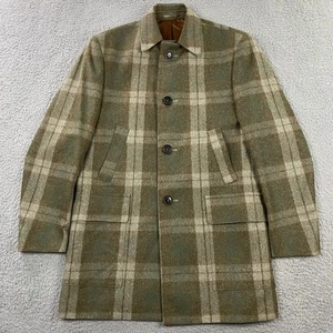 Walker Slater Joe Overcoat size 44R Wool Scottish Tweed Check Plaid Jacket - Picture 1 of 12
