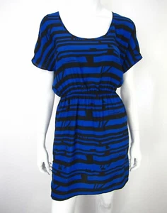 Silence + Noise Kurzarm Kleid mit U-Ausschnitt Gr. XS blau schwarz gestreift - Bild 1 von 12