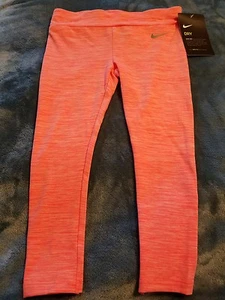 Girls Size 4 Nike Leggings Pants dri-fit bright mango Nwt retail $30 - Picture 1 of 7