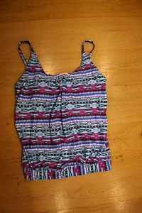 TANKINI OBERTEIL TOP GRÖSSE M BLAU BUNT GEMUSTERT SCHAUMSTOFFKÖRBCHEN - Imagen 1 de 2