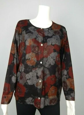 Cárdigan Suéter Nally & Millie Mujer Multicolor Diseño Floral Talla ML Hecho en EE. UU. Foto 1 de 4