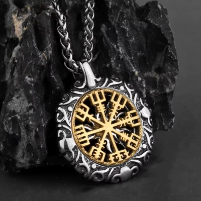 Viking Rune Amulet Mens Womens Pendant and Chain Necklace Stainless Steel - Image 1 of 3