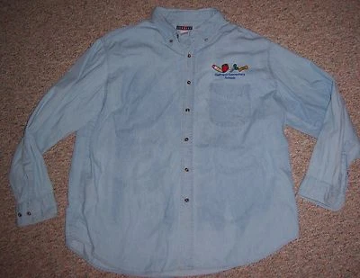 Camisa JERZEES Azul DePriest Escuela Primaria Manga Larga Botón Delantero Talla XXL  Foto 1 de 3