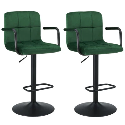 Modern Bar Stools Set of 2 with Back and Arms for Kitchen Counter Stools Swivel - Image 1 of 4