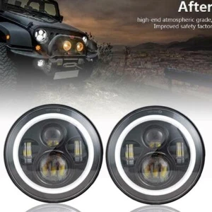 Pair 7" Led Headlights Hi/Lo DRL Lamp For Mazda Miata 90-97 For JEEP JK 07-2018 - Picture 1 of 12