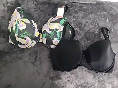 Cacique 38DDD Bra & Torrid 2 Lot Bras  Purple Lightly Lined Balconette Underwire - Image 1 of 4