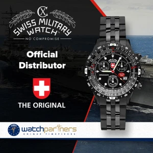 CX SWISS MILITARY AIRFORCE 1 EVO WATCH SWISS CHRONO FLIGHT CAL 200m WR BLACK - Picture 1 of 2