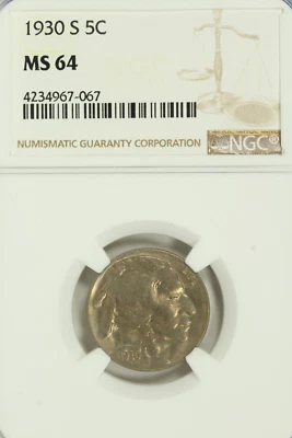 1930-S Buffalo Nickel : NGC MS64 - Image 1 of 4