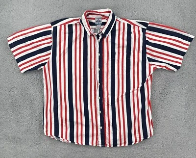Vtg Cambridge Classics XL Short Sleeve Button Up Red White Blue Striped Shirt - Image 1 of 4
