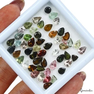 19.60 Cts/52 Pcs Natural Untreated Multi-Color Tourmaline Mix Cut Loose Gems Lot - Picture 1 of 3