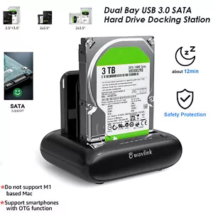 2.5/3.5" USB 3.0 Docking Station to SATA I/II/III Dual Bay External Hard Drive - Picture 1 of 11
