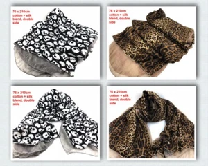 Ladies Women Fashion Beautiful skull/leopard Long size cotton silk Scarf Shawl - Picture 1 of 11