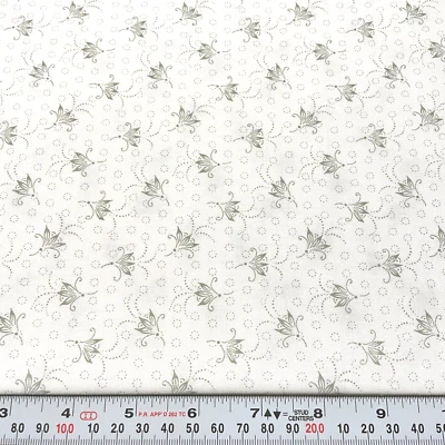 Staples by Marsha McCloskey Clothworks Green/Gray on White Cotton Remnant 13x43 - Image 1 of 2