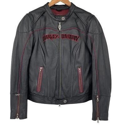 Harley Davidson Barchetta Mujer’s Moto Tribal Chaqueta de Cuero Negra Pequeña Foto 1 de 4