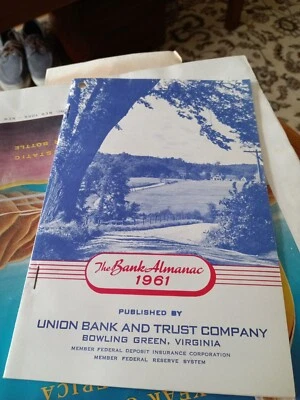 Union Atlantic Bank Trust Bowling Green Caroline VA 1961 Almanac Vtg Calendar - Image 1 of 4