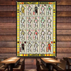 Fun MILITARY ORDERS Knights Templar Banner Flag Crusades Poster Wall Decor Art - Picture 1 of 5