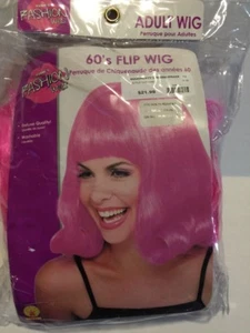 Rubies Womens 60's Pink Flip Wig Retro Bangs Big Hair Costume - Picture 1 of 5