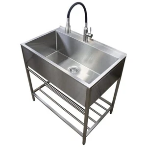 New Transolid 36" Stainless Steel Laundry Sink with Wash Stand, Fast Shipping - Picture 1 of 9