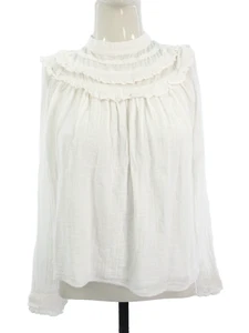 Zara Victorian White Blouse Bohemian Top Pleasant Semi Sheer Size M - Picture 1 of 13
