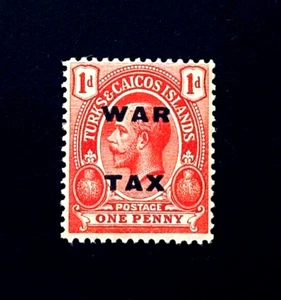 TURKS & CAICOS Stamp - 1919 King George V Overprint WAR TAX 1d Sn MR7 MVLH r58 - Picture 1 of 2