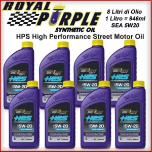 Olio Motore 5W20 8 LITRI Royal Purple HPS Lubrificante Sintetico Benzina Diesel - Foto 1 di 1