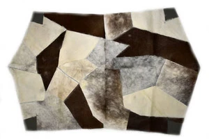 Aydin moderner achteckiger Rindsleder Patchwork Akzent Teppich Haar-On 3 Fuß 7 Zoll x 5 Fuß 9 Zoll - Bild 1 von 6