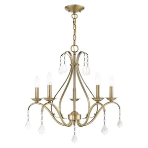Livex Lighting 40845-01 5 Light Antique Brass Chandelier 24"L x 24"W x 23.25"H - Picture 1 of 9