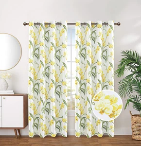 Juego de 2 paneles ojal de oscurecimiento de habitación floral cortina de ventana superior cortina panel cortina 281057 - Imagen 1 de 6