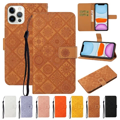 For iPhone 13 12 11 14 16 Pro Max 15 7 Case Magnetic Leather Wallet Stand Cover - Image 1 of 4