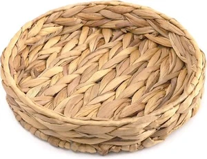 Round Small Hand Woven Storage Natural Color Kitchen Table Wicker Tray Basket - Picture 1 of 7
