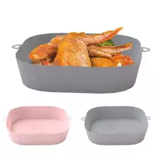 Rectangle Air Fryer Silicone Pot Basket Liners Non-Stick Safe Oven Baking Tray - Picture 1 of 11