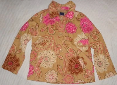 Casaco de veludo Gap Kids St. Petersburg marrom rosa bronzeado floral G grande 10 - Imagem 1 de 4