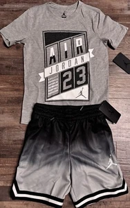 NWT Nike Jordan Boys YSM Gray/Black/White Shorts Set Small - Picture 1 of 4