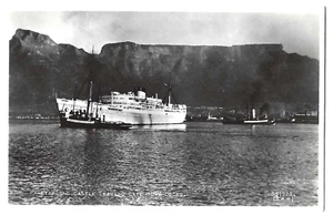 STIRLING CASTLE LEAVING CAPE TOWN DOCKS - VALENTINE'S real photo postcard c1950s - Picture 1 of 2