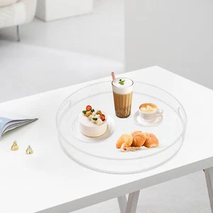 Acrylic Coffee Tea Serving Tray with Handles 15.75″ Decorative Food Storage Tray - Picture 1 of 23