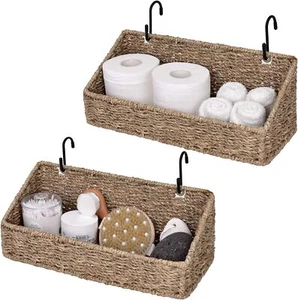 Woven Wall Baskets For Storage, Seagrass Baskets For Shelf, Wall St - Picture 1 of 8