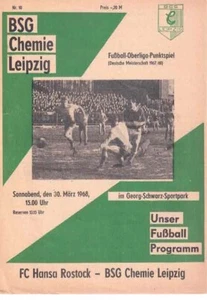 Cuaderno de programa de fútbol 67/68 RDA - OL Chemie Leipzig - Hansa Rostock - Imagen 1 de 1