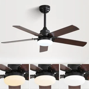 42 inch Black Ceiling Fan with Light & Remote 6+1 Speeds, 3CCT, Reversible Motor - Picture 1 of 10