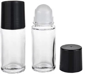 2 Pcs 30ML Clear Empty Glass Essential Oil Roll On Bottles Refillable Containers - Picture 1 of 9