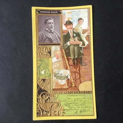 Chrome LU Embossed LEFEVRE USEFUL Alphonse ALLAIS Writer Art Nouveau... - Image 1 of 3